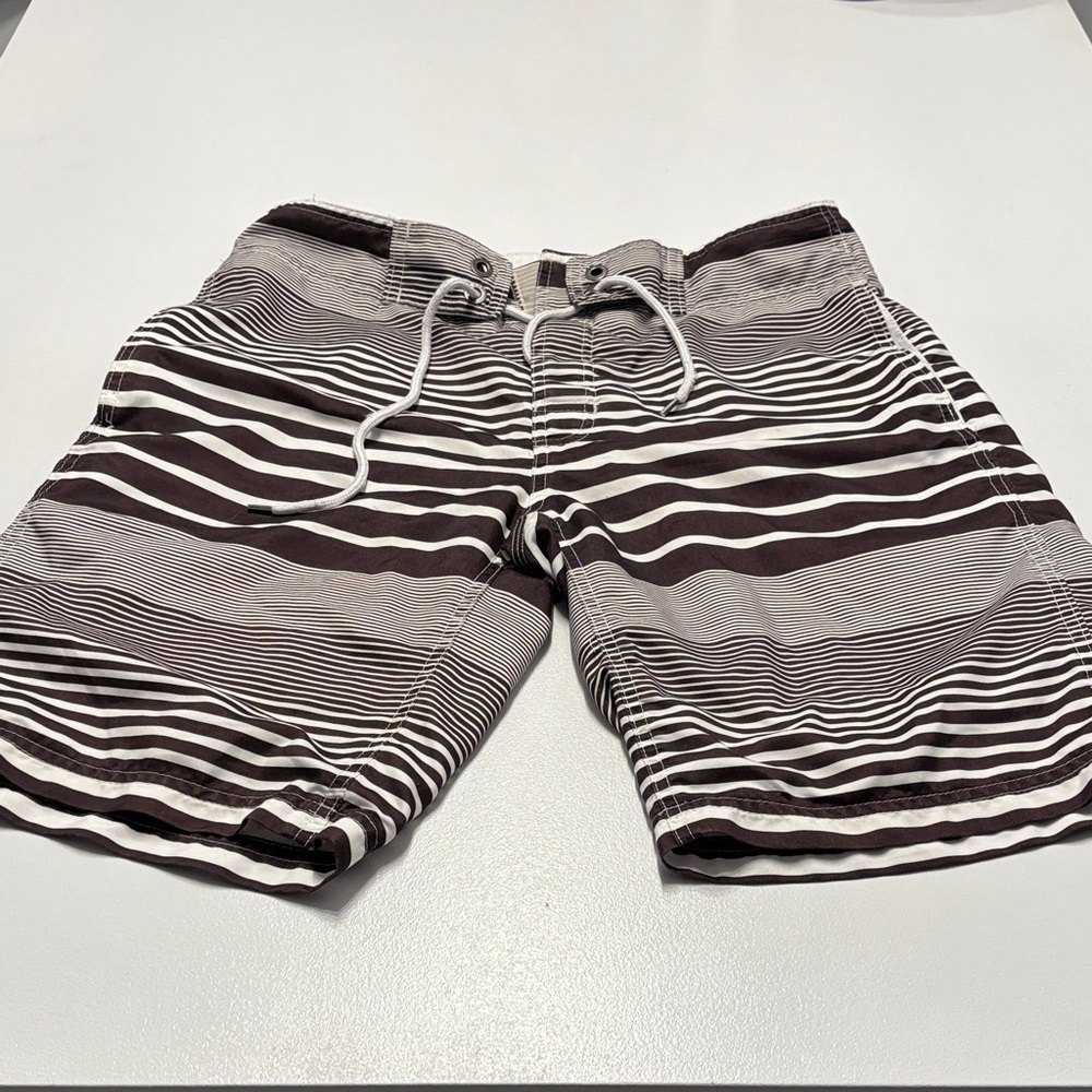 GAP Men's Black and White Striped Board Shorts